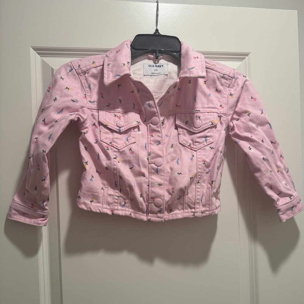 Old Navy Kids Pink floral Denim Jacket